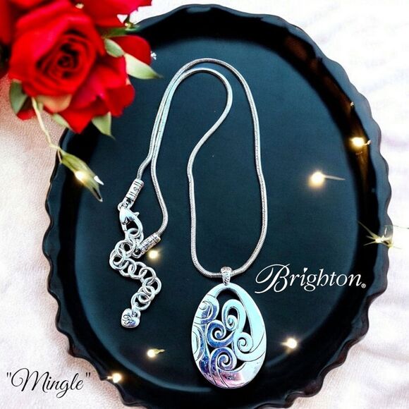 BRIGHTON "Mingle" Silver Scroll Pendant Necklace - Picture 1 of 9